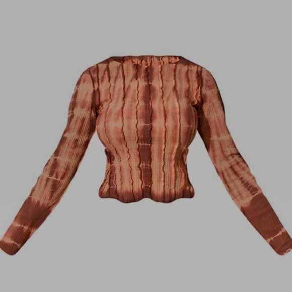 Pretty Little Thing | Ribbed Tie Dye Contrast Seam Long Sleeve Top | Size 6 NWOT - Picture 12 of 12